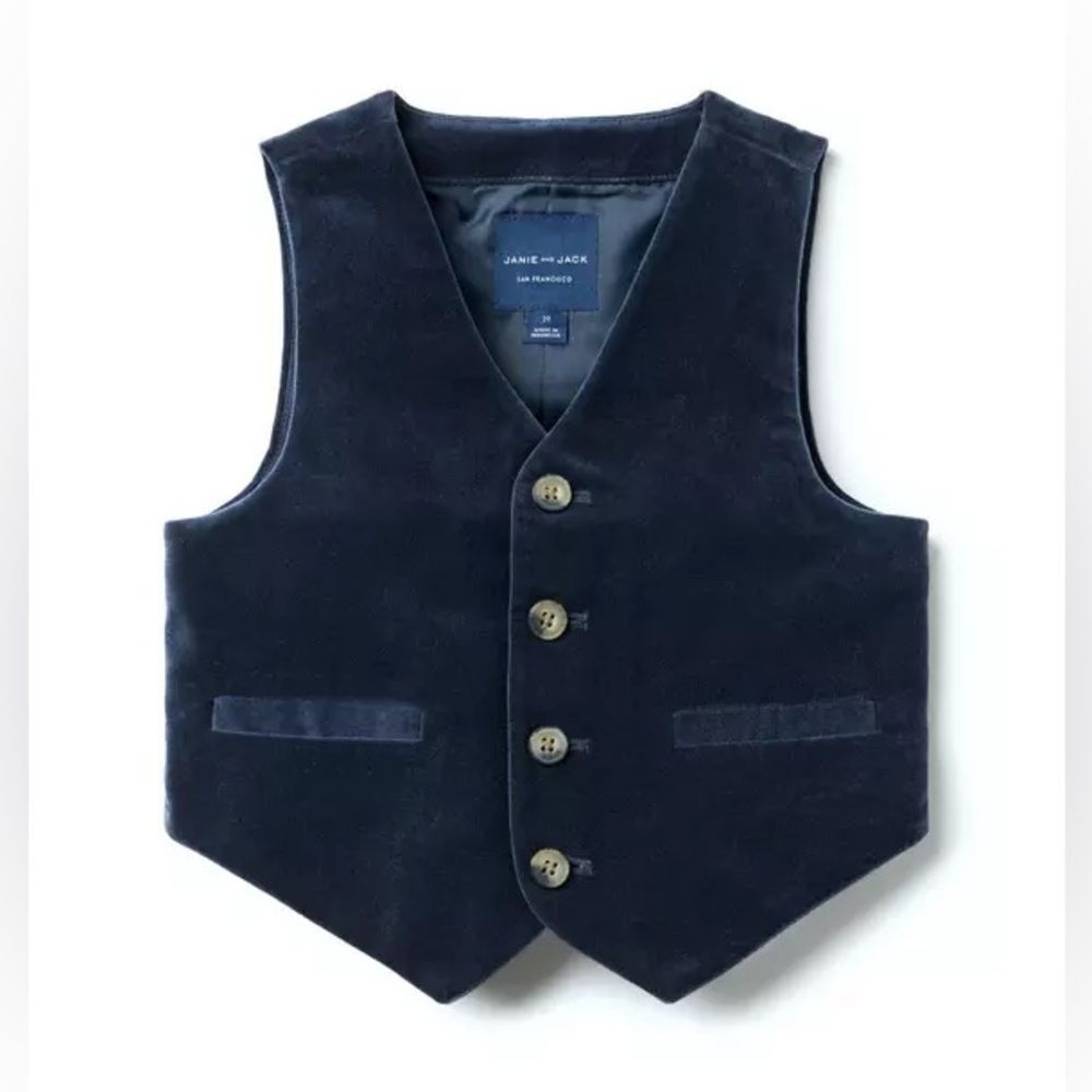 Janie & Jack Boys Velvet Vest Blue Sz 5